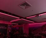 Cycle Studio ceiling rafter LED strip lighting